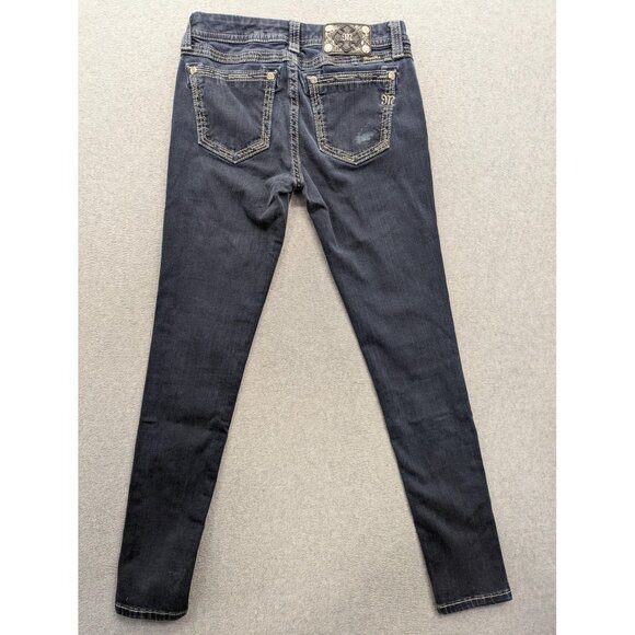 Miss Me Jeans Womens 28 Dark Wash Mid Rise Skinny Embellished Contrast Stitching - Picture 9 of 16